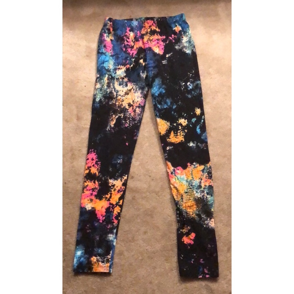 Material Girl black neon colorful leggings size XS